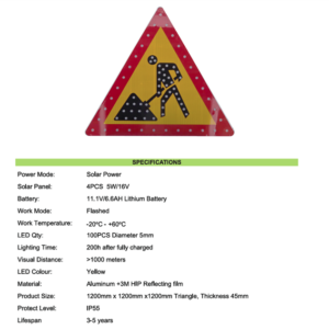 Solar LED Road Works Warning Sign - Image 5